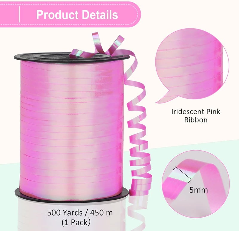 OMISELIO Light Pink Curling Ribbon - 500 Yard Iridescent Pink, Gift Wrapping Ribbon for Baby Shower, Wedding, Birthday - Image 5